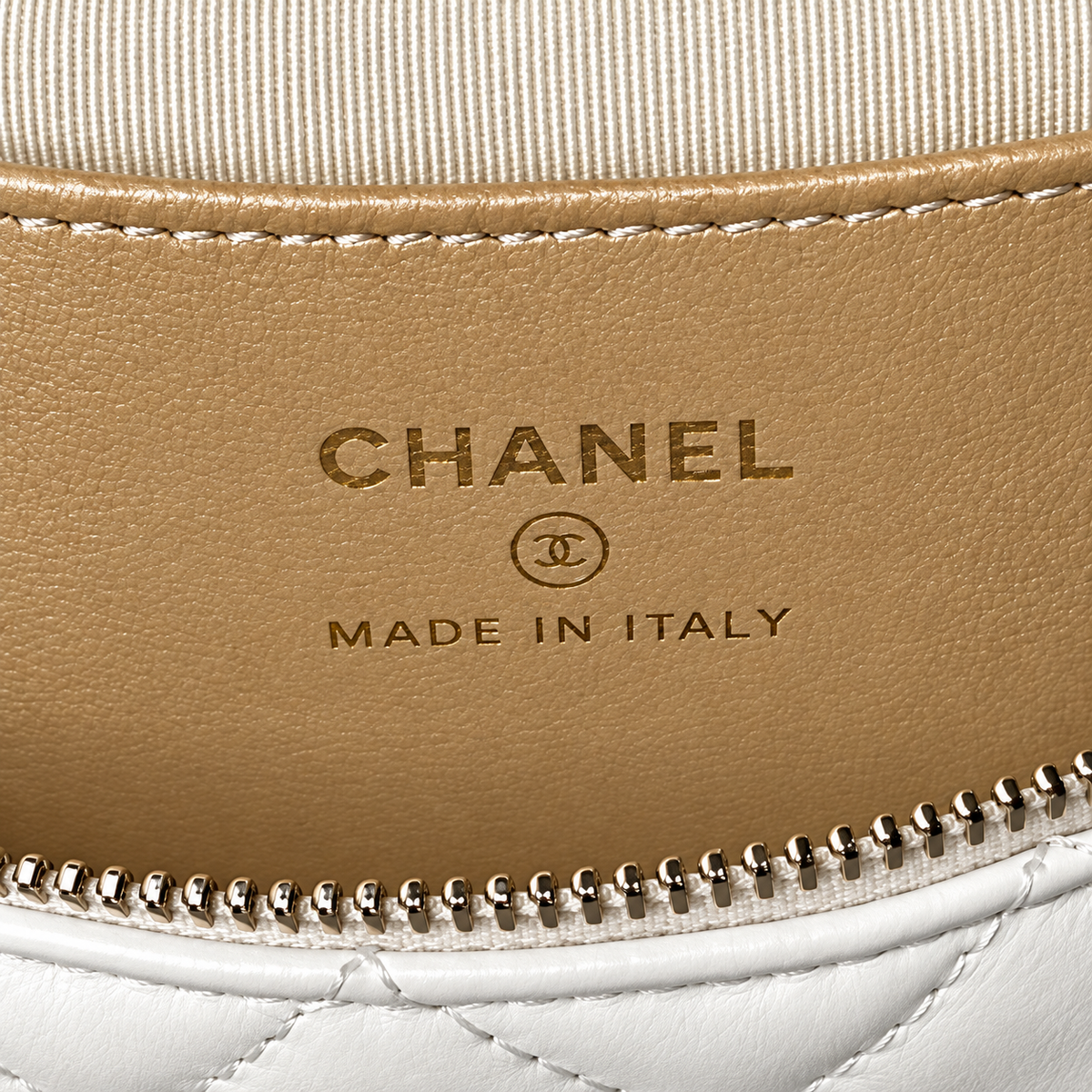 Chanel Ivory Quilted Crescent Chain Shoulder Bag