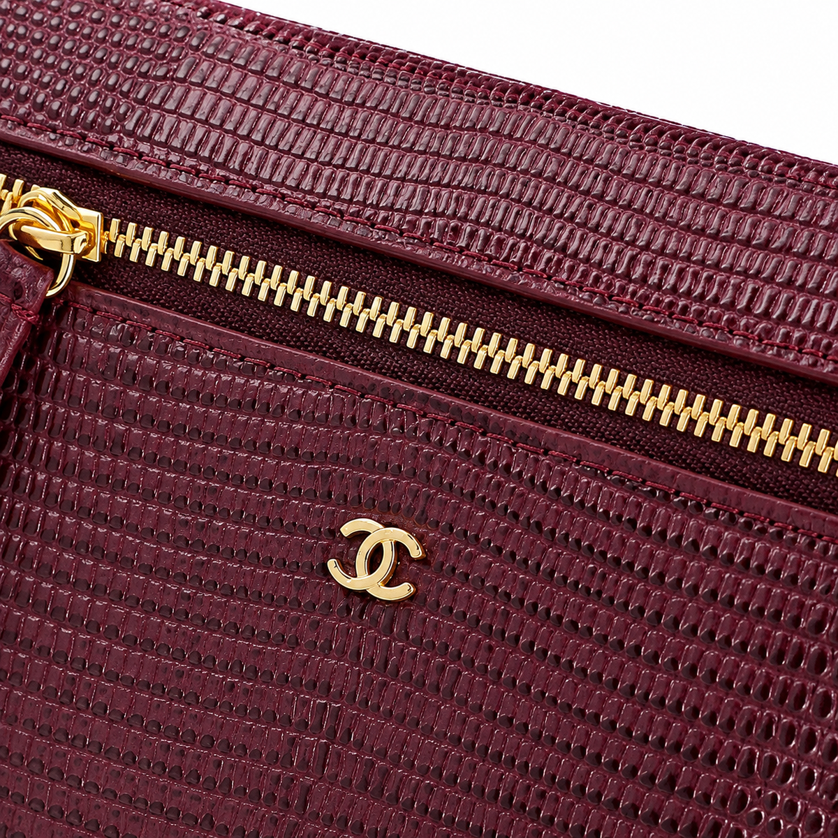 Chanel Burgundy Lizard-Embossed Leather Mini Top Handle Flap Bag