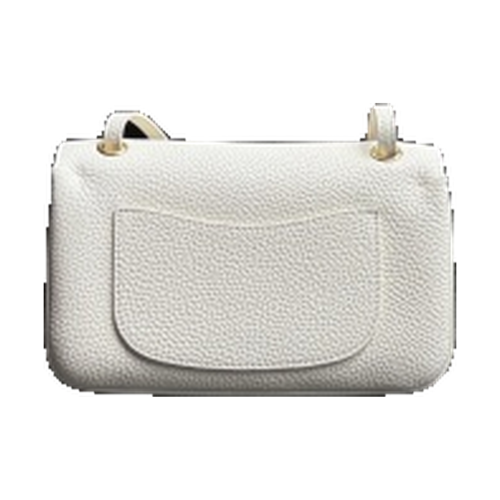 Chanel Ivory Caviar Leather Mini Classic Flap Bag Brushed Gold CC Made in France