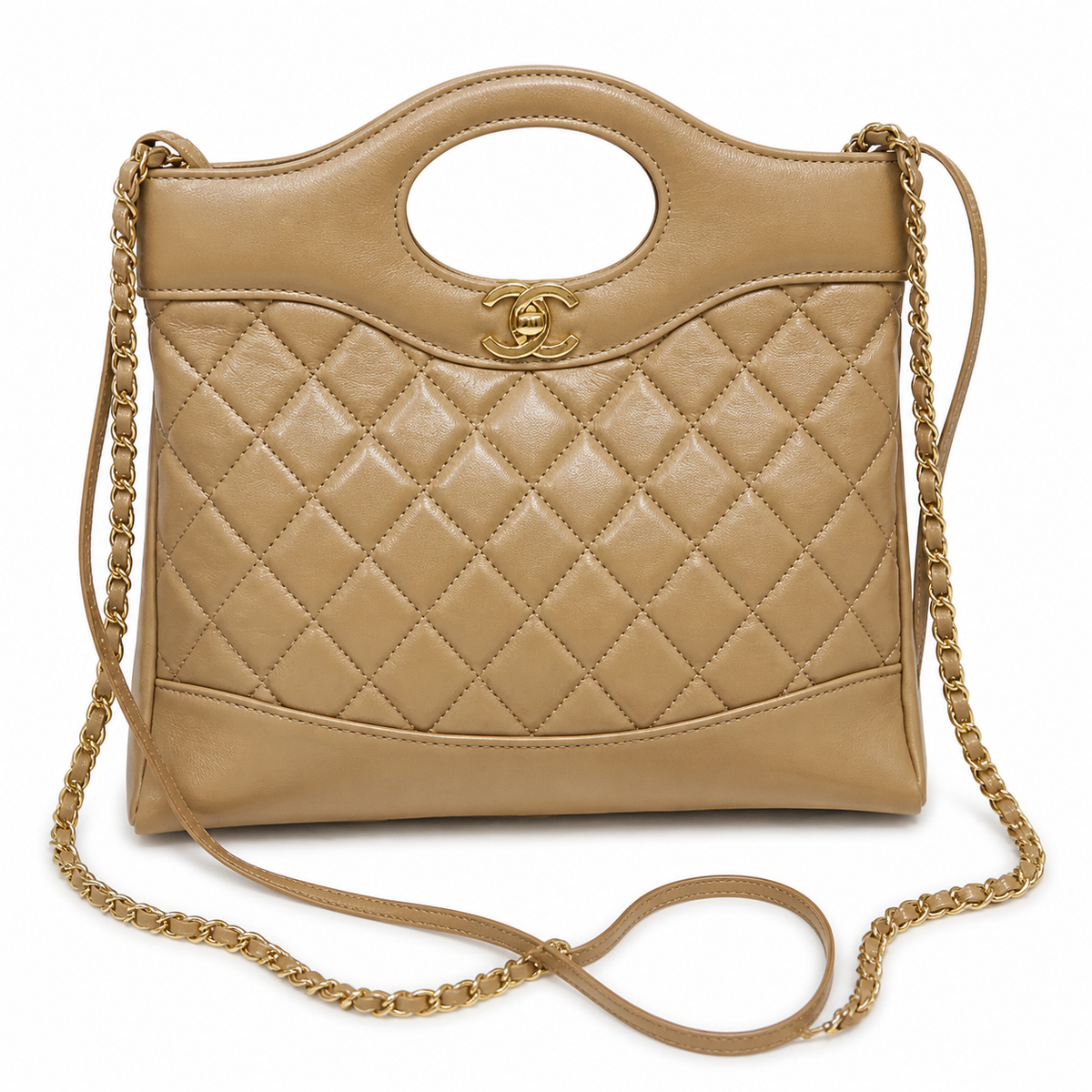 Chanel Quilted Crossbody Bag 22×23×5.5cm | Classic Structured Leather Chain Shoulder Bag