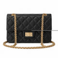CHANEL Black Caviar Leather Classic Flap Bag Gold Chain CC Logo