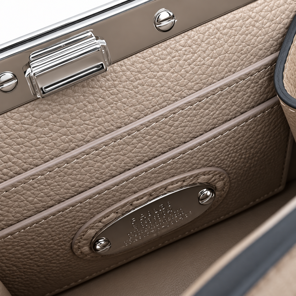 Fendi Peekaboo ISeeU Petit – Dove Grey Selleria Stitched Leather Bag