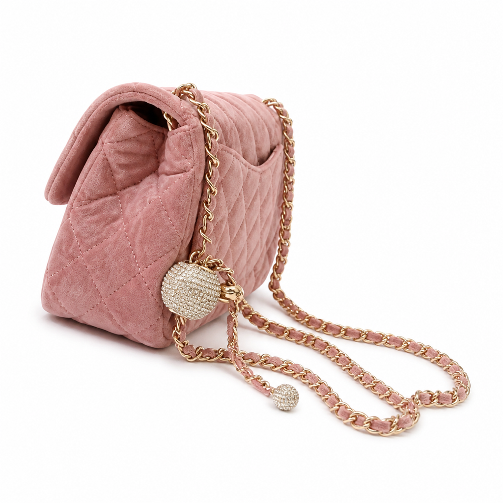 Chanel Classic Flap Mini Rectangle Bag Pink Suede Gold CC Hardware