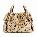 Chanel Spotted Faux Fur Fluffy Flap Bag Beige Black Gold Chain