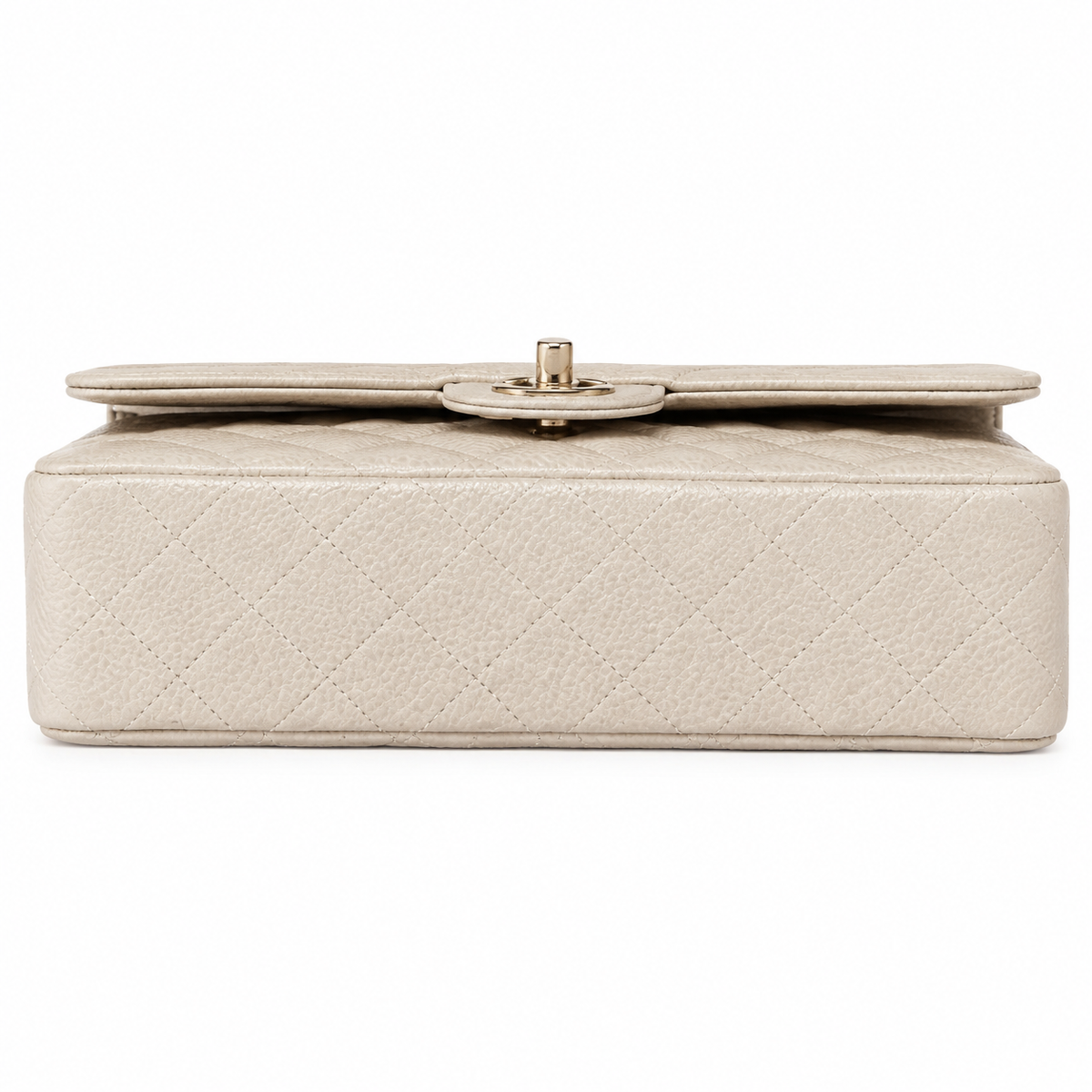 CHANEL Ivory Quilted Lambskin Medium Classic Double Flap Bag Silver Hardware