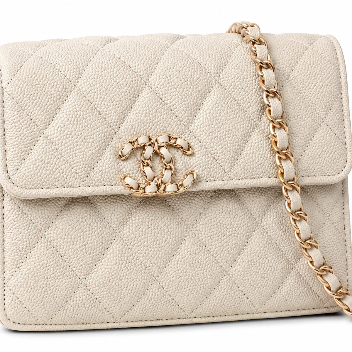 Chanel Quilted Leather Trapeze Chain Crossbody Bag