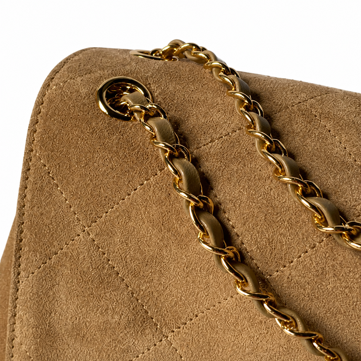 Chanel Camel Suede Quilted Jumbo Classic Flap Shoulder Bag | Gold CC Turn-Lock | Gold Chain | 39×28×12cm