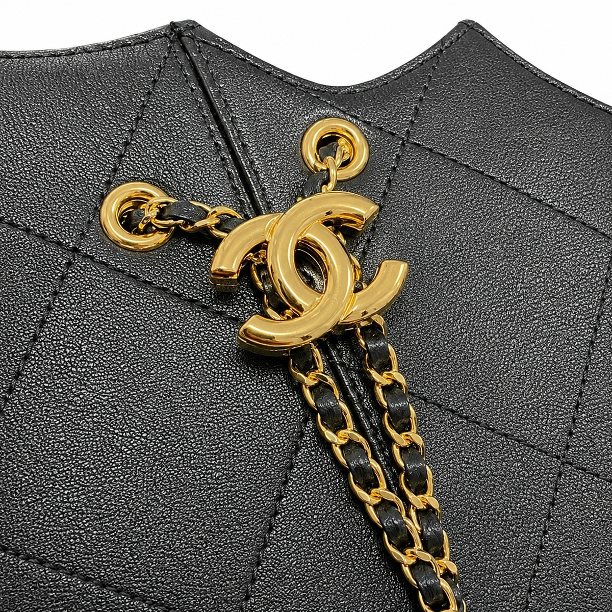 Chanel Black Quilted Leather Large Shopping Tote Bag Gold Bar Lock