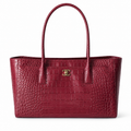 Chanel Burgundy Crocodile Embossed Leather Executive Tote Bag | Gold CC Turn-Lock | Dual Handles | 39×20×13cm