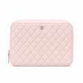Chanel Light Pink Caviar Quilted Zip-Around Square Vanity Case Silver Zipper Silver Hardware 21cm