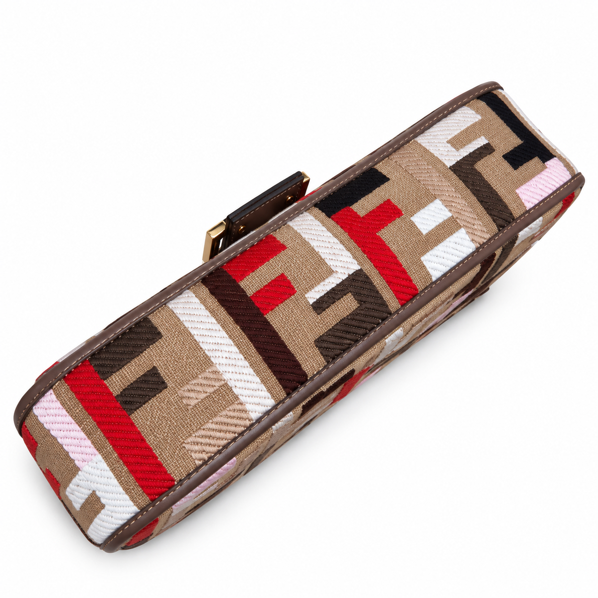 Fendi FF Shoulder Bag – Jacquard Canvas & Leather Trim, Flap Closure, 26cm