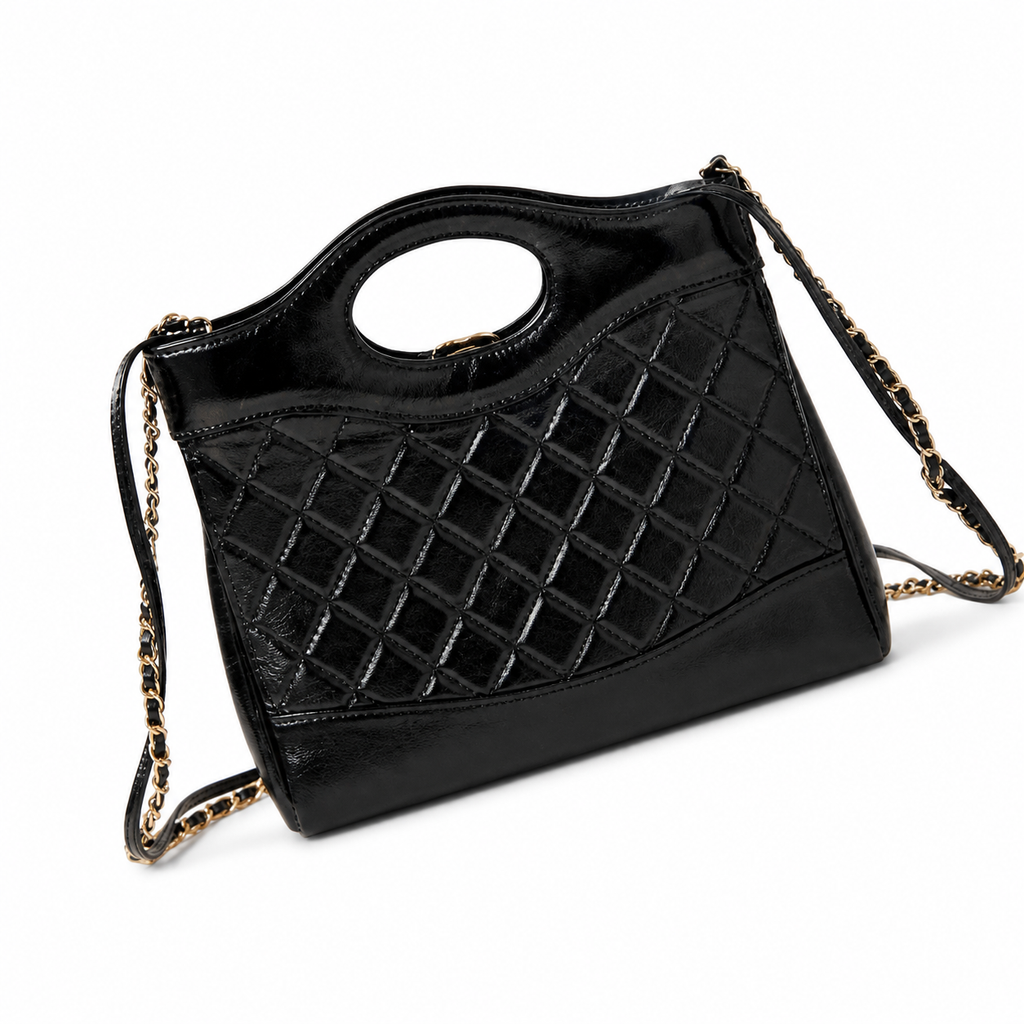 Chanel Quilted Crossbody Bag 22×23×5.5cm | Luxury Holiday Gift for Her Gold Chain Leather