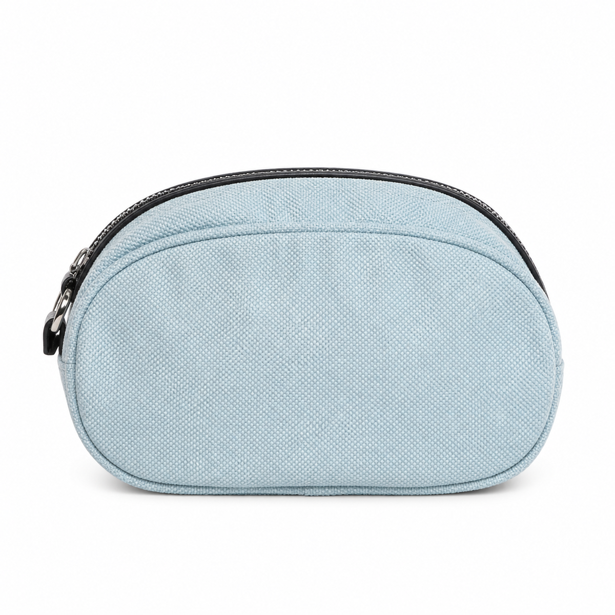 Chanel Ice Blue Canvas Oval Sport Shoulder Bag | Black CC | Adjustable Strap | 17×32×13cm