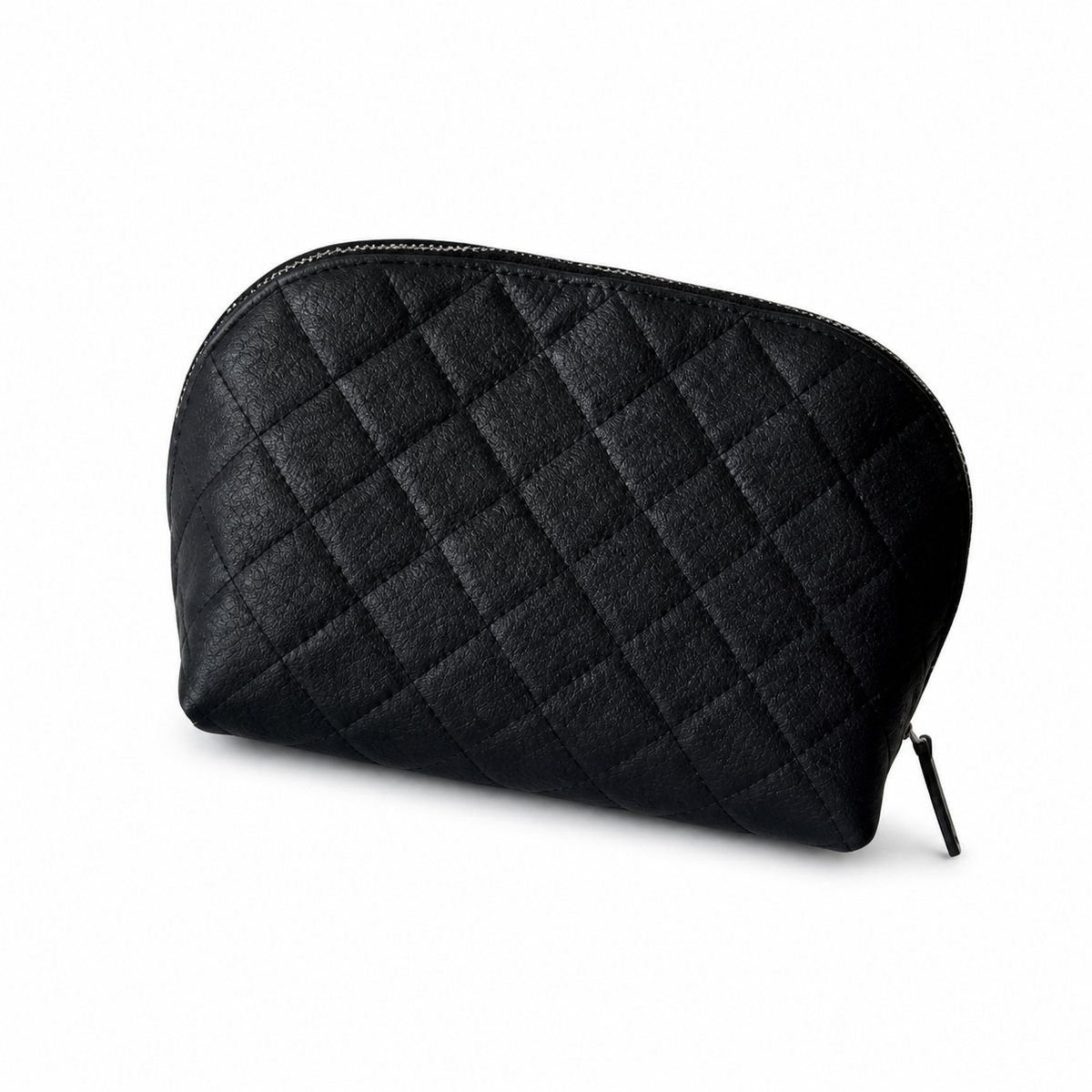 Chanel Black Quilted Caviar Rectangular Toiletry Pouch Gold CC Logo Gold Zipper Burgundy Lining Made in Italy 19cm