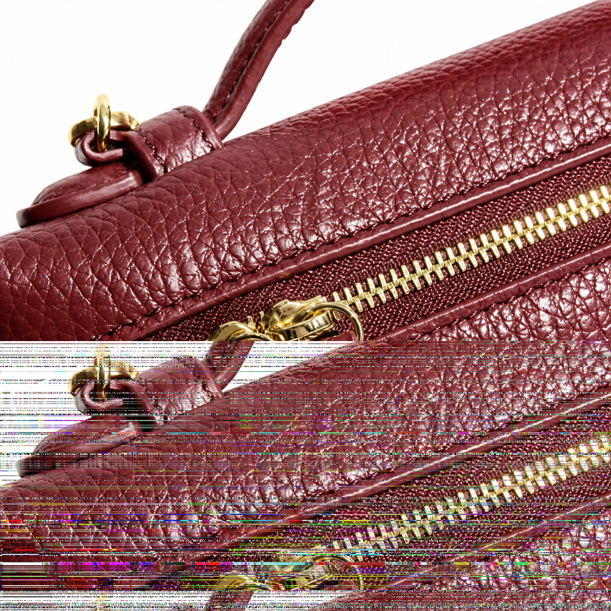 CHANEL Burgundy Caviar Leather Vanity Case Top Handle Chain Bag