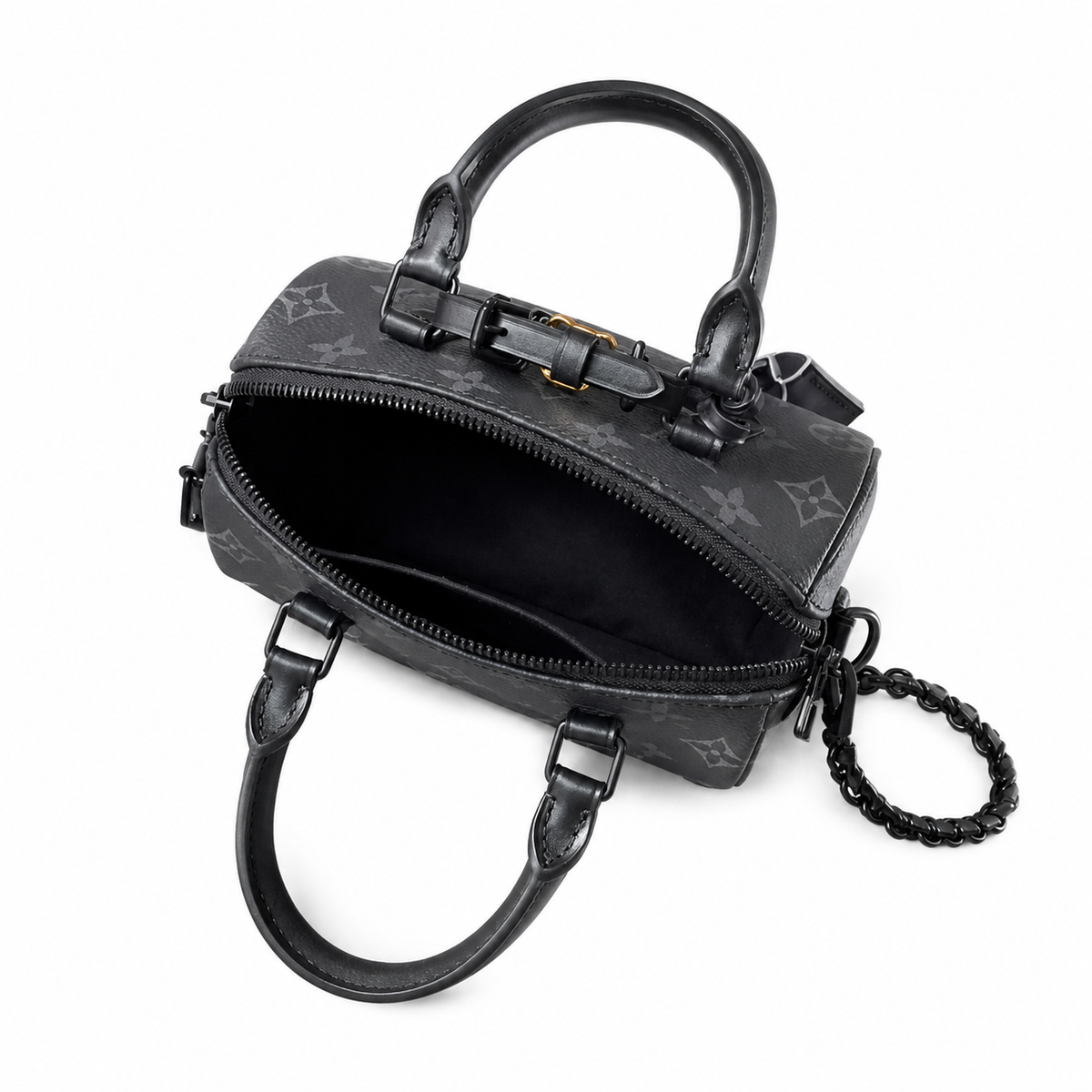 Louis Vuitton Papillon BB — Monogram Eclipse Canvas, All-Black Hardware & Black Chain