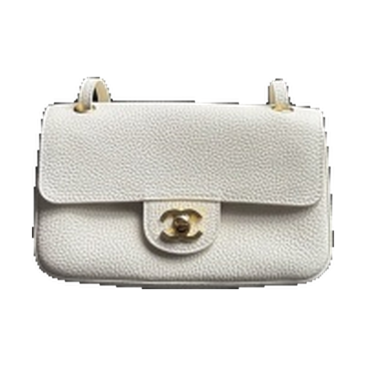 Chanel Ivory Caviar Leather Mini Classic Flap Bag Brushed Gold CC Made in France