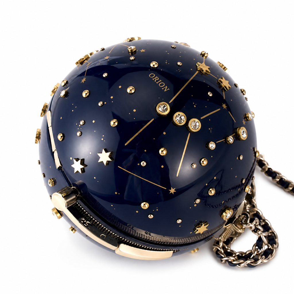 Chanel Taurus Constellation Celestial Globe Minaudière Evening Bag | Navy Enamel | Crystal Stars | Silver CC | 18×11×11cm