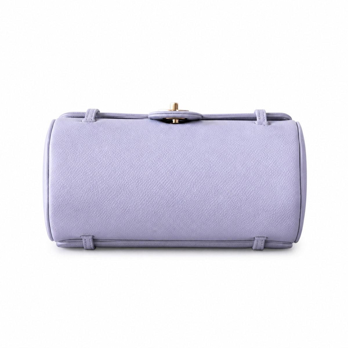 Chanel Vintage Cylinder Barrel Shoulder Bag Lavender Purple Smooth Leather Gold CC Turn-Lock Double Strap 25.5cm