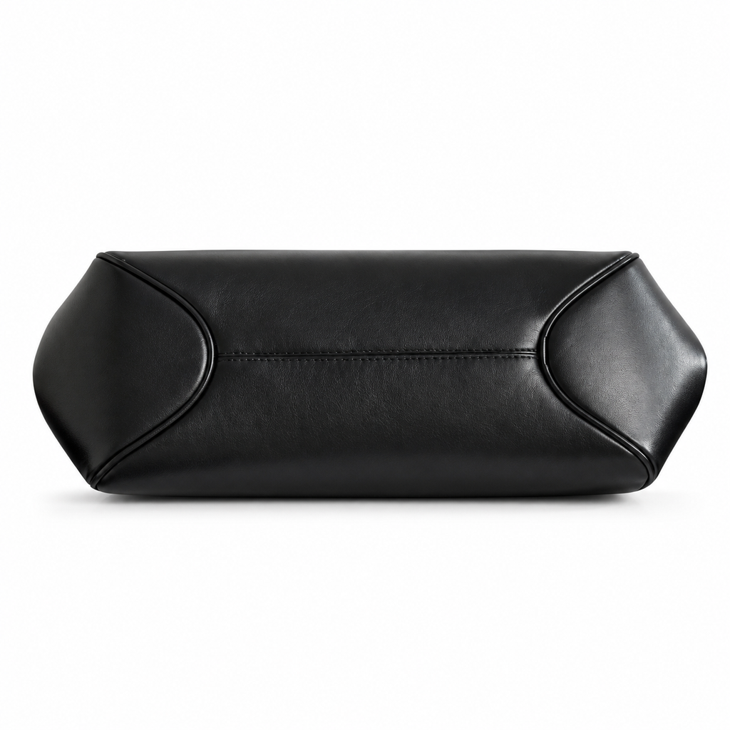 Chanel Vintage Black Smooth Calfskin Torpedo Barrel Shoulder Bag 3D Sculptural CC Clasp Dual Slim Strap 36cm