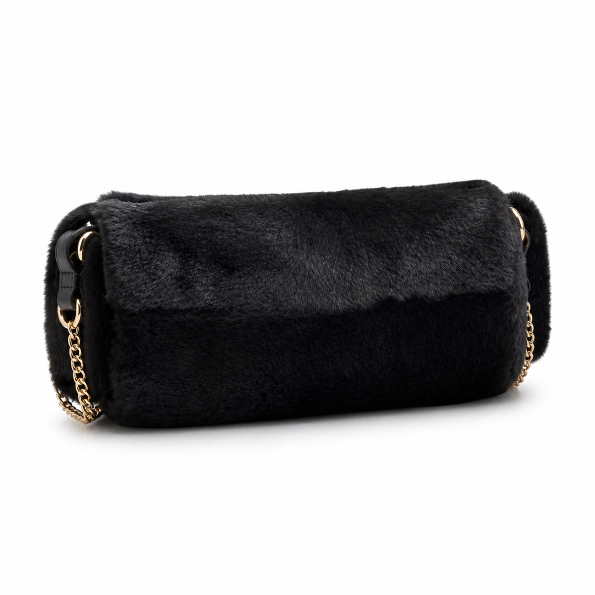 Chanel Black Faux Mink Fur Classic Flap Bag Gold CC Turn-Lock Chain