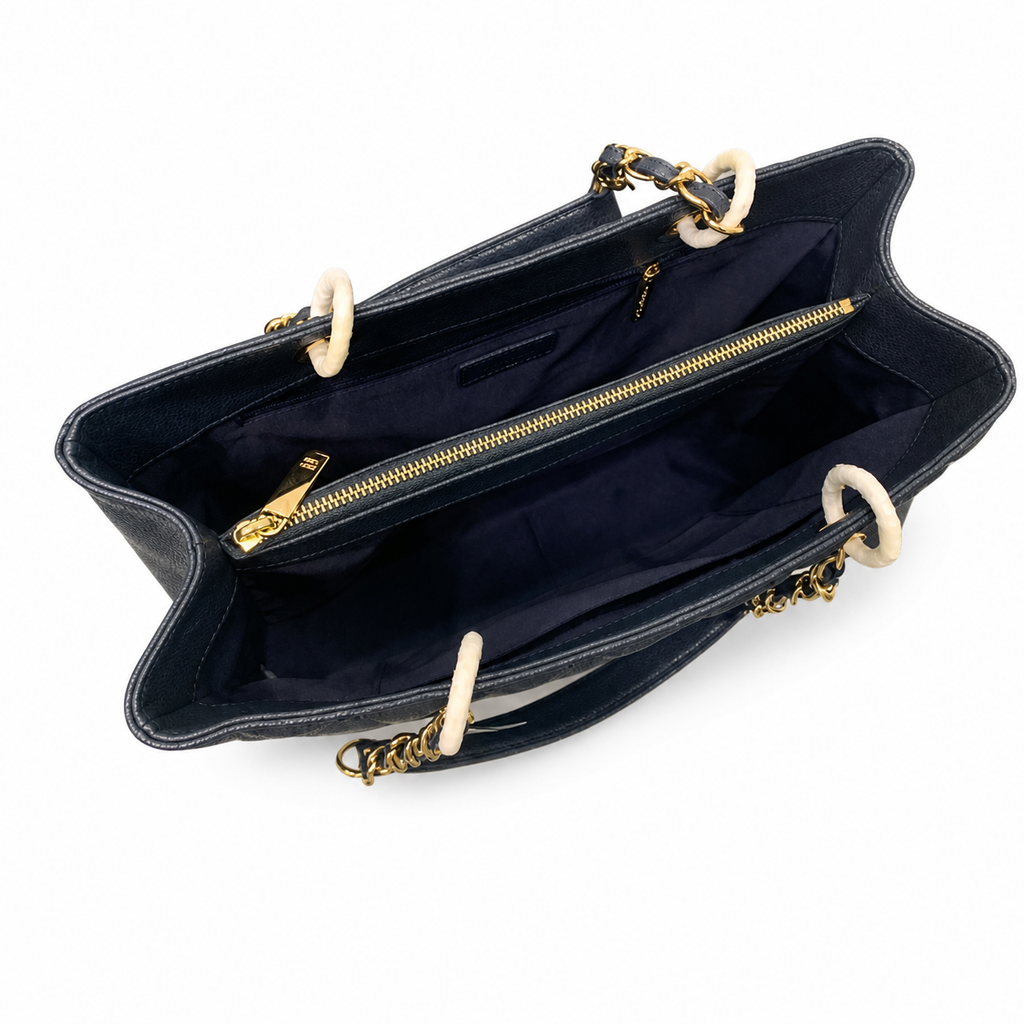 CHANEL Grand Shopping Tote (GST) – Navy Blue Caviar Leather Gold Hardware Shoulder Bag 35×25×13cm