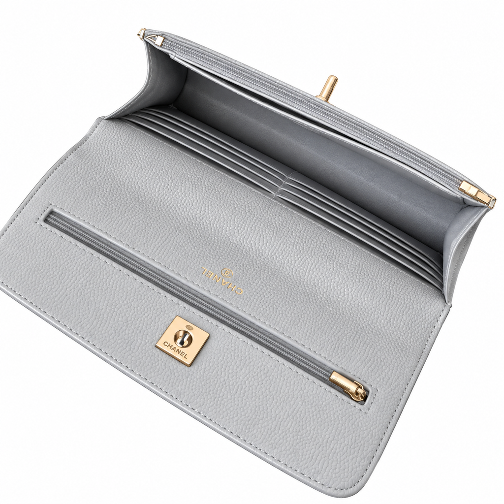 Chanel Mini Flap Bag with Top Handle Iridescent Light Blue Caviar Gold Hardware 18.5cm