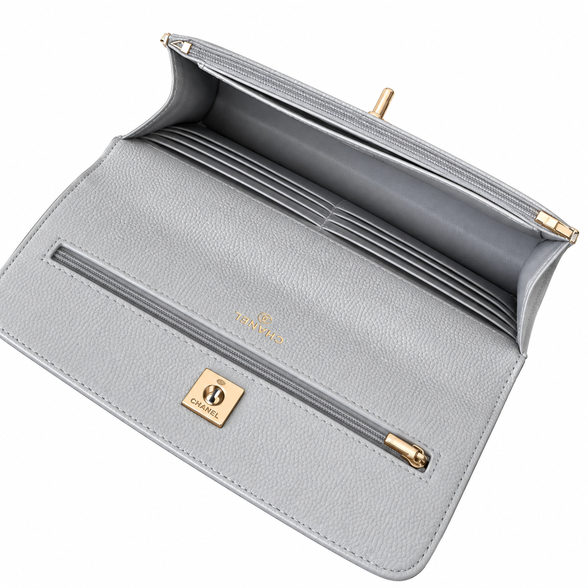 Chanel Mini Flap Bag with Top Handle Iridescent Light Blue Caviar Gold Hardware 18.5cm
