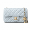 Chanel Classic Mini Flap Bag Ice Blue Quilted Lambskin Gold CC Turn-Lock Chain 20cm