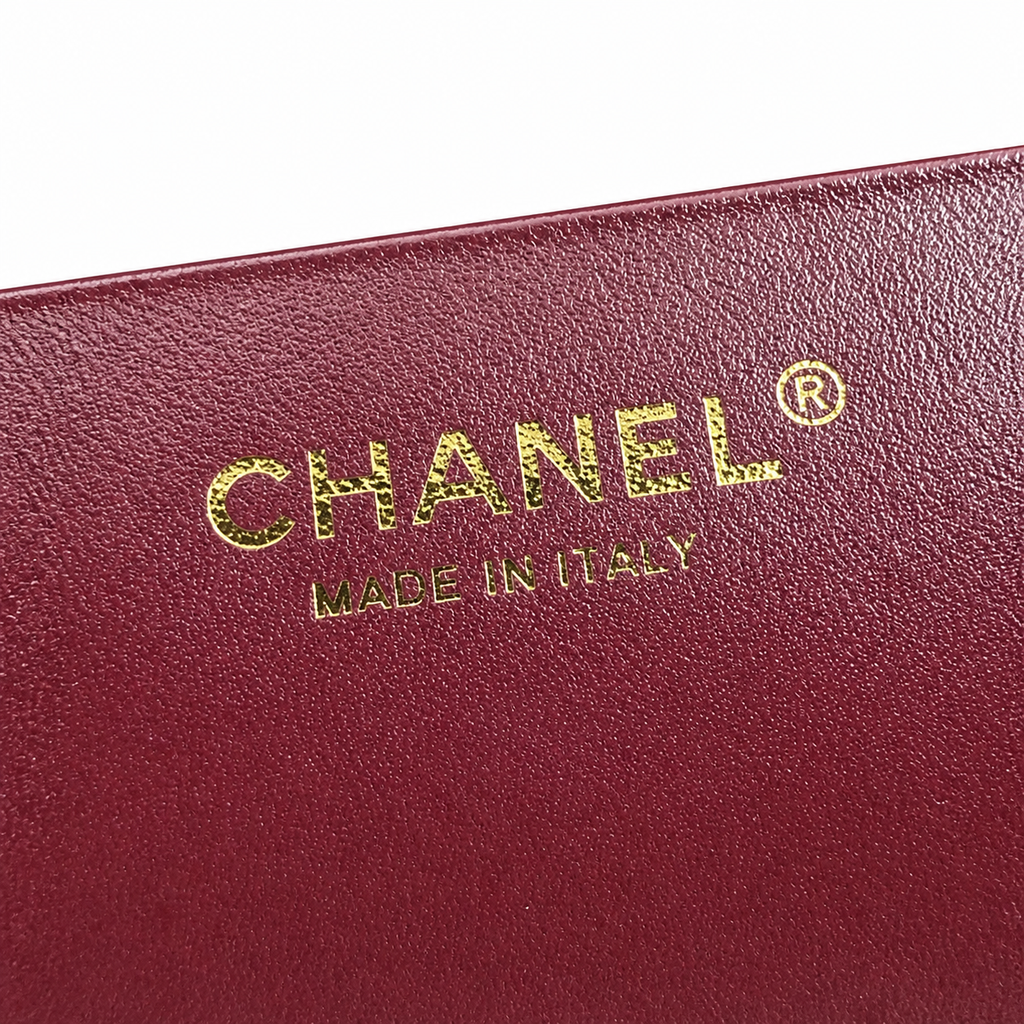 Chanel Large Shopping Tote Bag | Burgundy Calfskin Gold CC Logo & Chain Strap