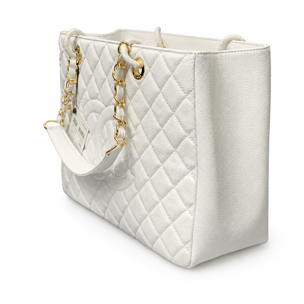 CHANEL Grand Shopping Tote (GST) – White Caviar Leather Gold Hardware Shoulder Bag 35×25×13cm