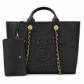 CHANEL Cerf Executive Tote – Black Caviar Leather Gold Hardware with Detachable CC Pouch 30×50×21cm