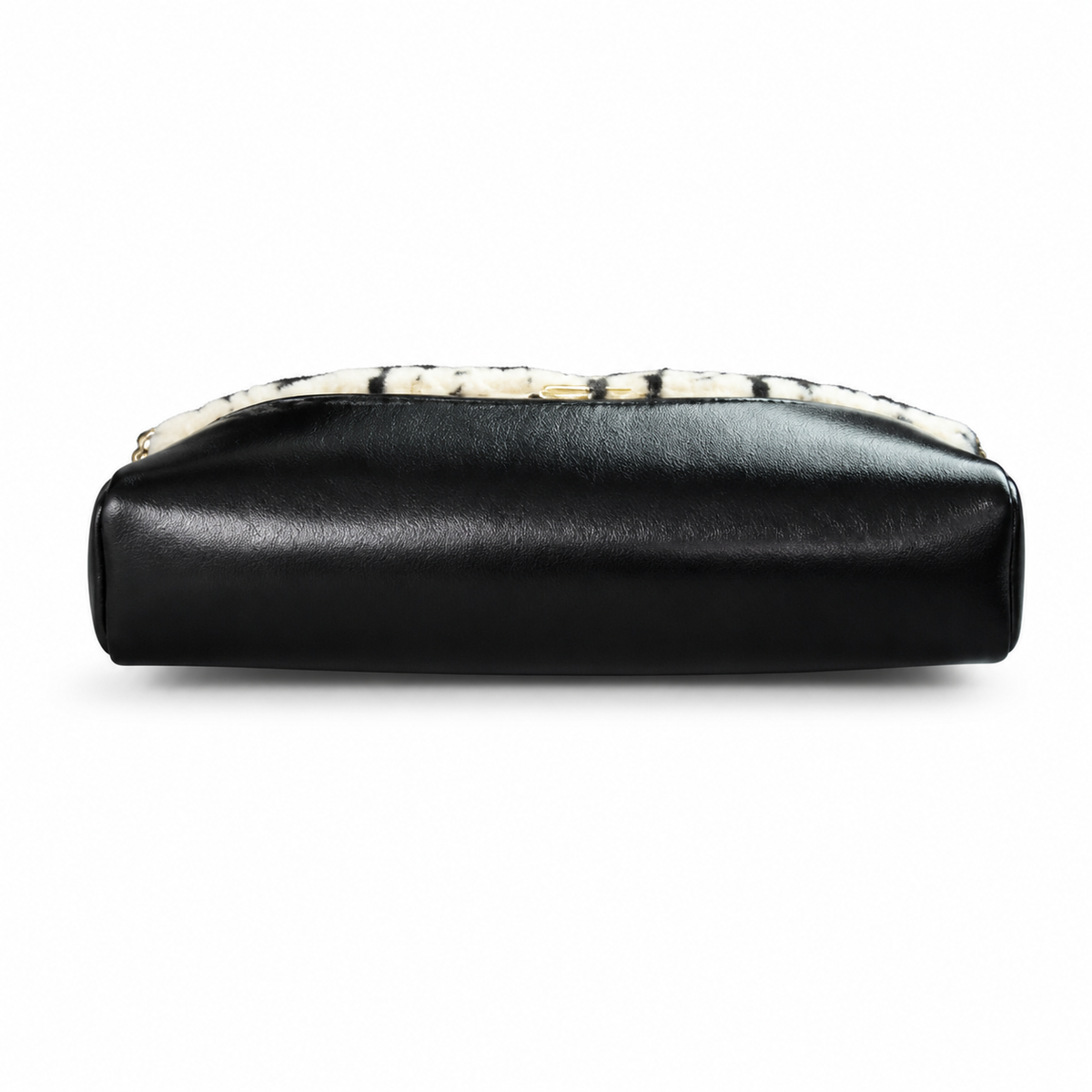CHANEL Spotted Fur Hobo Crossbody Bag – Black Polka Dot Shearling Black Leather Gold Hardware 22×23×5cm