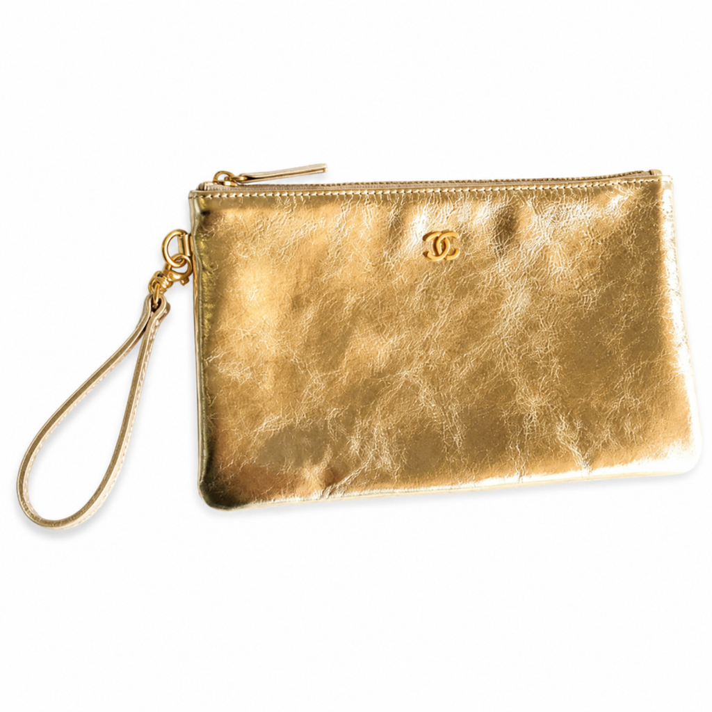 Chanel 22 Large Bag Gold Metallic Calfskin Gold Chain with CC Pouch 35cm