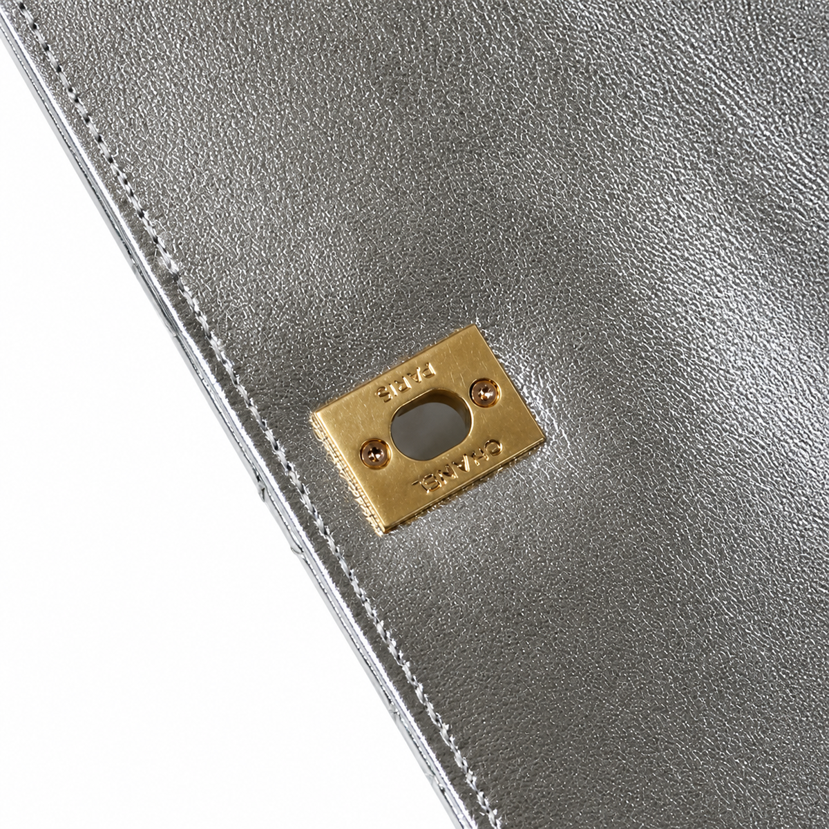 CHANEL Silver Quilted Leather Jewel Top Handle Flap Chain Bag