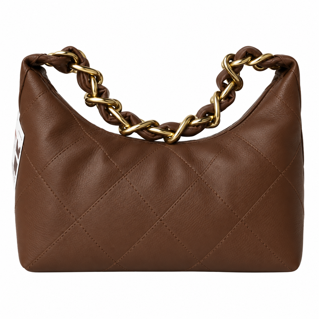Chanel Zip Hobo Quilted Lambskin Caramel Brown Chunky Chain Gold 28cm