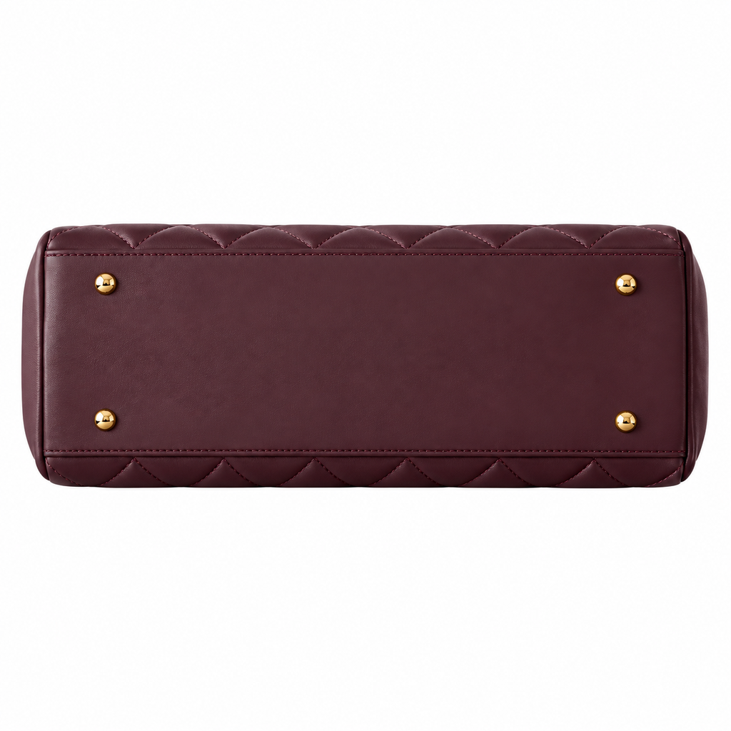 Chanel Burgundy Lambskin Quilted Medallion Shopping Shoulder Bag | Gold Chain | Back Zip Pocket | 33×11×23cm