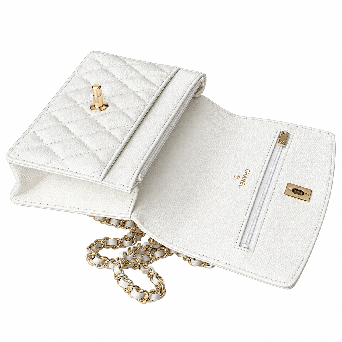Chanel Mini Flap Bag with Top Handle White Lambskin Gold CC Hardware 18.5cm