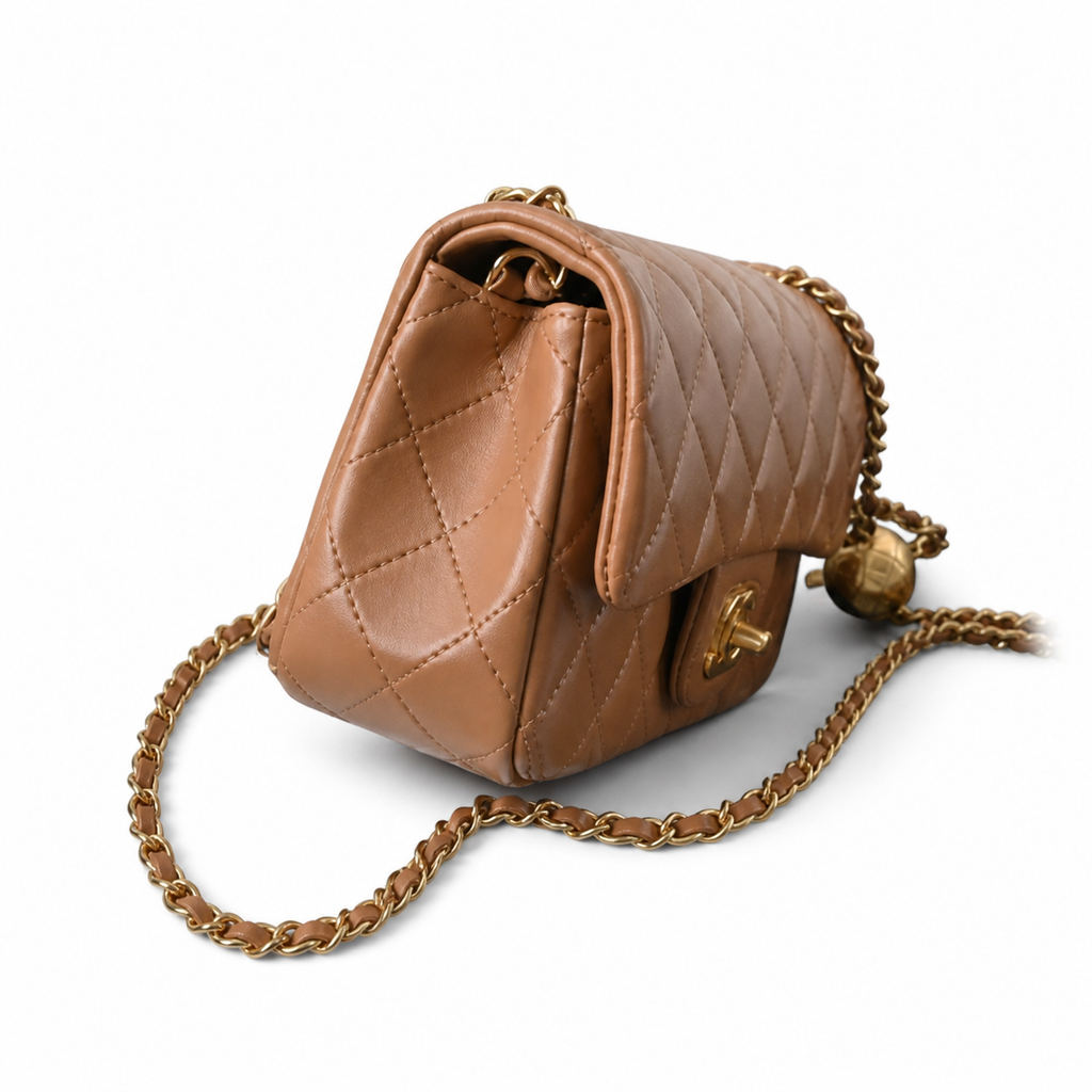 Chanel Classic Flap Small Caramel Brown Lambskin Aged Gold Hardware 20cm