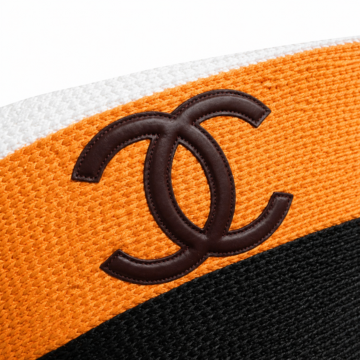 Chanel Beach Tote Bag | White Orange & Black Woven Raffia CC Logo Black Leather Handles | 58cm