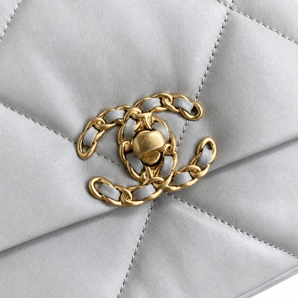 Chanel 19 Bag Medium Light Grey Lambskin Mixed Hardware 26cm