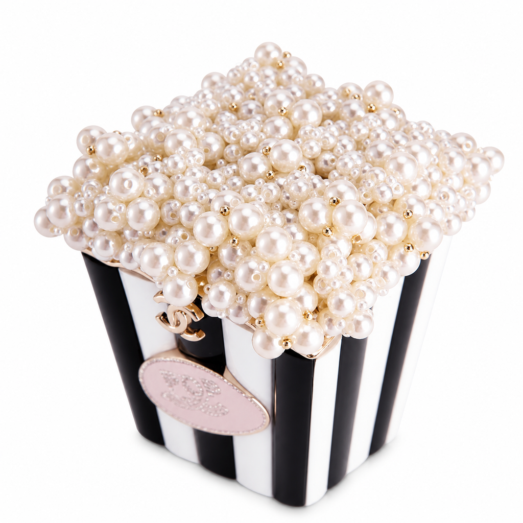 Chanel CC Pop Coco Pearl Popcorn Minaudiere | Black & White Stripe