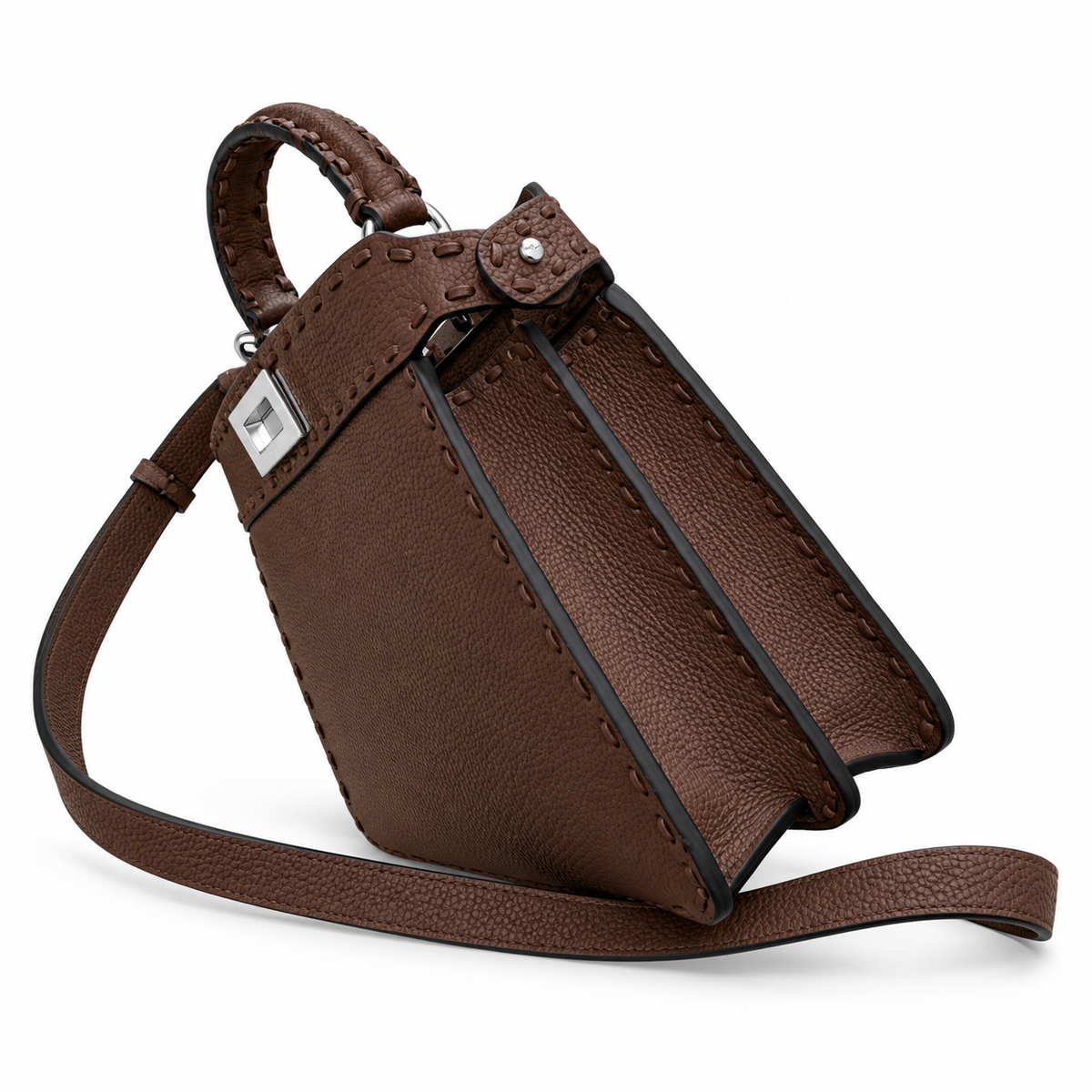 Fendi FF Logo Leather Slim Crossbody Bag 27x9.5x21cm