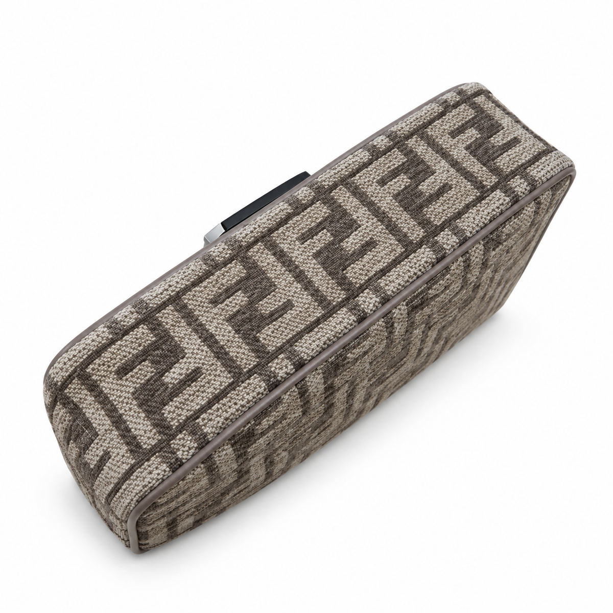 Fendi FF Shoulder Bag – Jacquard Canvas & Leather Trim, Flap Closure, 24cm