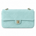 CHANEL Classic Double Flap Shoulder Bag – Mint Green Suede Aged Gold Hardware Jumbo 38.5×26×11cm