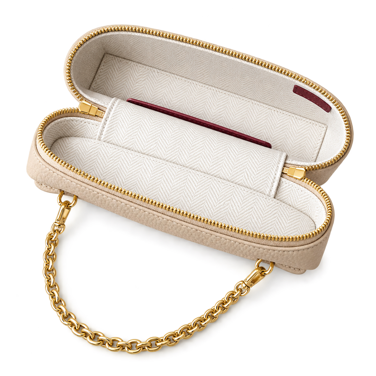 Chanel Cream Pebbled Leather Mini Top Handle Crossbody Bag Gold Chain