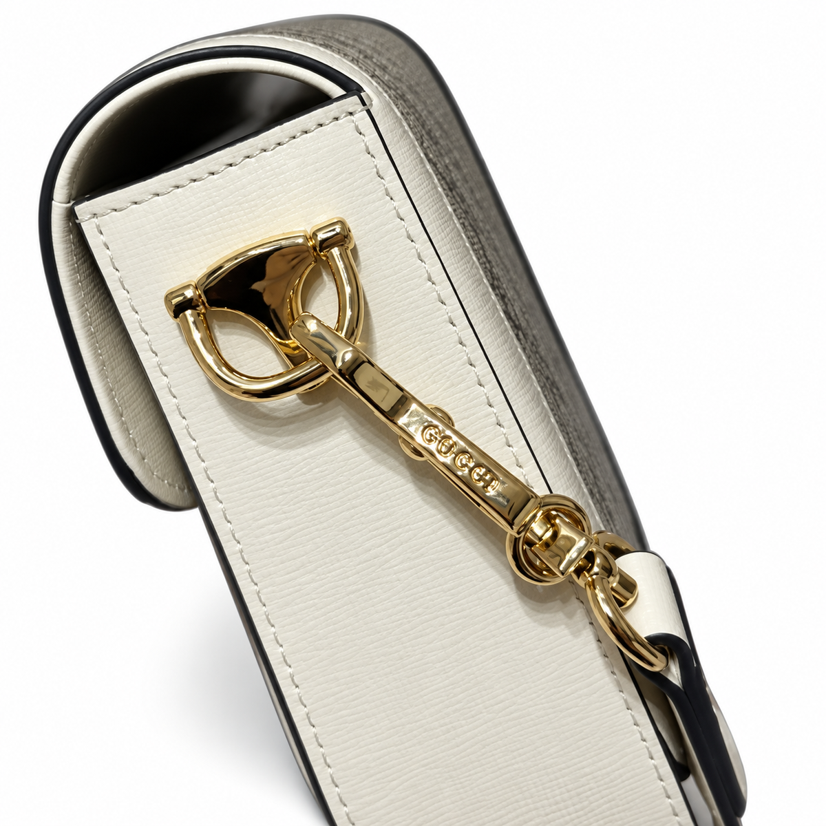 Gucci Horsebit 1955 Mini Bag in White Polished Leather