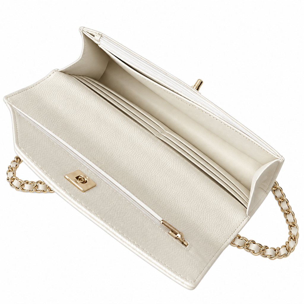 Chanel Mini Flap Bag with Top Handle White Lambskin Gold CC Hardware 18.5cm