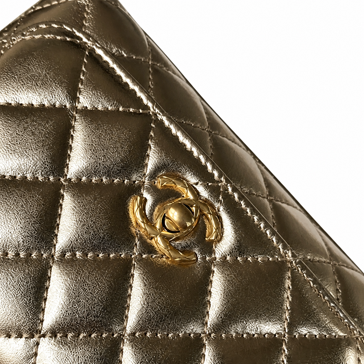 CHANEL Champagne Gold Quilted Leather Jewel Top Handle Flap Bag