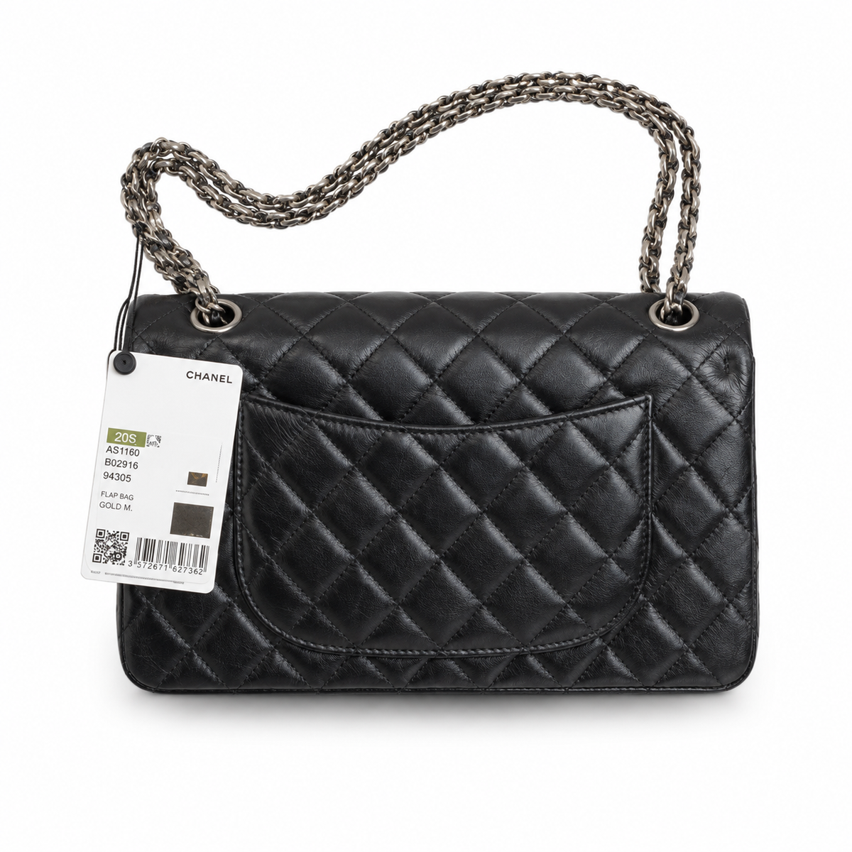 Chanel 2.55 Reissue 224 Mini Flap Bag Black Aged Calfskin Ruthenium Hardware 16cm